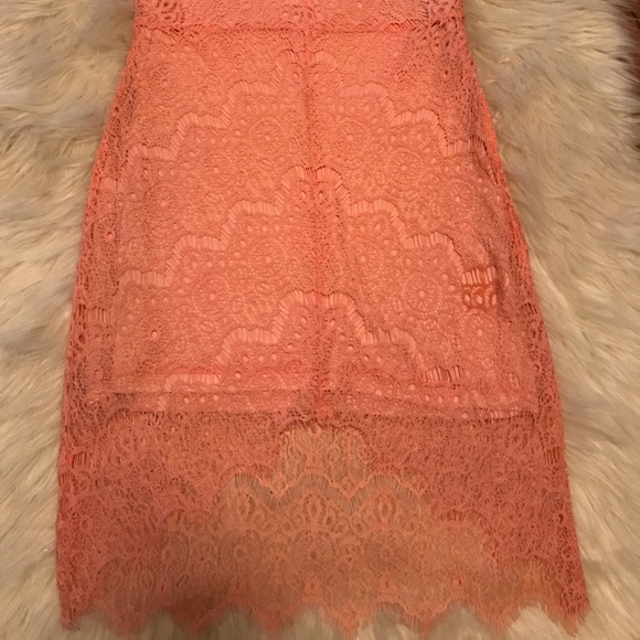 Coral Lace Dress - Picture 2 of 4